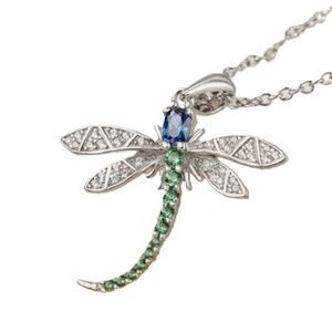 Dragonfly Rhinestone Pendant Necklace Stainless Steel Delicate Smaller Size
